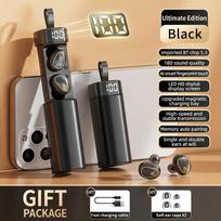 VAORLO Noise Cancel Bluetooth Ausinės Push Pull Type Design IPX7 Neperšlampamos su skaitmeniniu ekranu HiFi stereo ausinės visiems išmaniesiems telefonams juoda