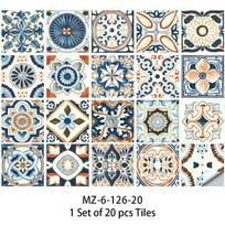 20 vnt Bohemiško stiliaus plytelių sienų lipdukai Virtuvės Backsplash vonios spintelės atnaujinimo nulupimo ir klijavimo vandeniui atsparūs meniniai sienų lipdukai 10cmX10cmX20pcs