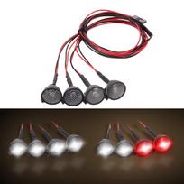 4 vnt RC automobilinis daugiafunkcis apvalus LED šviestuvas su lempos gaubtu, skirtas 1/10 RC vikšriniam automobiliui HSP REDCAT ašinis balta