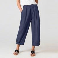 Įprastos chaki spalvos medvilninės lininės laisvos apkarpytos kelnės Vasarinės mados solidžios kelnės aukštu juosmeniu plačiomis kojomis Baggy Pantalones Mujer 25552 S oriono spalva
