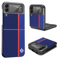 Carbon Fiber Case For Samsung Galaxy Z Flip 4 ,Samsung Galaxy Z Flip 3 Real Carbon Fiber Matte Aramid Slim Light Shockproof Case For Galaxy Z Flip 4 mėlyna