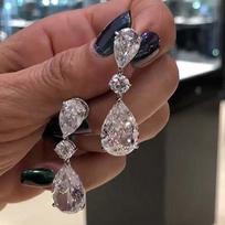 2 Carats White Crystal Silver 925 Jewelry Drop Earring For Women S925 Sterling Silver Bizuteria Aretes De Mujer Drop Earrings balta