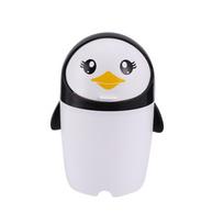 Stalinio kompiuterio mini pingvinų šiukšlių dėžė su dangteliu, rašiklio laikikliu, atverčiamu dangčiu. juoda/balta