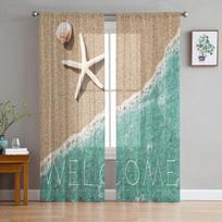 Skaidrus vanduo paplūdimyje tiulio užuolaidos svetainei, miegamajam, vaikų kambariui, virtuvės dekoravimui lengvos voile langų užuolaidos 1 PCS W100XH250cm gray
