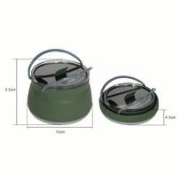 Silicone Folding Kettle Cooking Pots Portable Camping Kettle Cookware Mini Boiling Water Pot Travel Cooking Utensils Dark Green Kettle