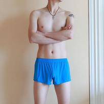 MAITA „Ice Silk“ vyriškos kelnaitės „Slip Slip“ iki juosmens, plokščio kampo, permatomos vasarinės, seksualios, kvėpuojančios U išgaubtos itin plonos keturių kampų kelnės M mėlyna