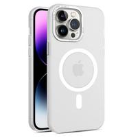 Prabangus magnetinis Magsafe belaidžio įkrovimo telefono dėklas, skirtas iPhone 15 14 13 12 Pro Max Plus skaidrus matinis smūgiams atsparus dangtelis For iPhone 12 balta