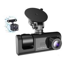3 kameros Dash Cam kelių kalbų skaidrus automobilio galinio vaizdo veidrodėlis automobilio vaizdo įrašymo vaizdo kamera platus juoda