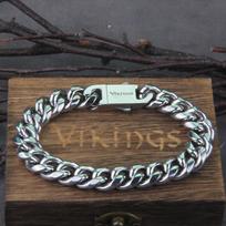 Nauja aukštos kokybės nerūdijančio plieno vikingų vyriška apyrankė tuščia balta punk kreivė Kubos grandinės apyrankė 19cm sidabras