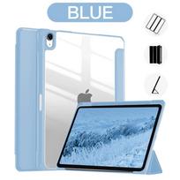 Skaidrus IPad dėklo dangtelis, skirtas IPad 9 10 kartos skaidrus dėklas Air 5 6th Pro 11 12,9 3 4 5 6th Mini 5 6th PU silikoninis odinis dėklas iPad Mini 6 mėlyna