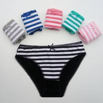 Seksualios kelnaitės moterims Medvilniniai Minkšti moteriški apatiniai nėriniuoti kelnaitės Moteriškas dryžuotas bikinis intymus apatinis trikotažas 6 vnt/vnt. M