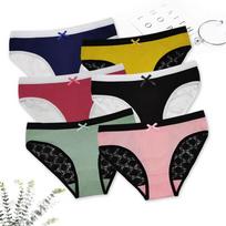 Women Cotton Briefs Ladies Bikini Sxey Lace Panties Comfortable Underwear Girls Lingerie 6 Pcs/set M