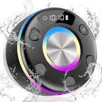 „Bluetooth“ dušo garsiakalbis, nešiojamas „Bluetooth“ garsiakalbis 360° HD garsas, RGB apšvietimas, FM radijas, IPX7 vandeniui atsparus belaidis garsiakalbis su siurbimo taurele ir mikrofonu