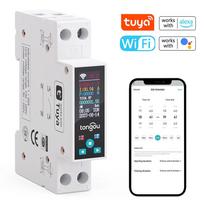 tongou Tuya Wifi 35mm DIN bėgelio jungiklis išmanusis skaitiklis grandinės pertraukiklis LED energijos skaitiklis KWh galia įvairiaspalvis