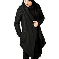 Vyriški gobtuvai juodi hip-hop mantiniai gobtuvai striukė ilgomis rankovėmis apsiaustas vyriški paltai viršutiniai drabužiai S juoda