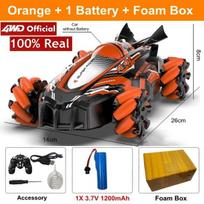 4WD Drift RC automobilio radijo gestų indukcinė muzika šviesos kaskadininkų nuotolinio valdymo pultas lenktynės 4x4 off Road purškiamas berniukų žaislai vaikams Dovanos 1 battery oranžinė