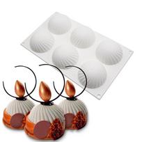 1pc 6 Cavities Spiral Silicone Mold Chocolate Molds Silicone Half Round Mousse Mould Buns Cake Mouler Christmas Tools For 3D Soap Molds balta