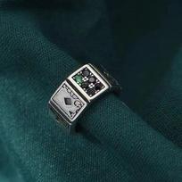 Vintage Playing Cards Rings for Women Girls Men Ace of Spades Poker Open Cuff Finger Ring Jewelry Gift resizable