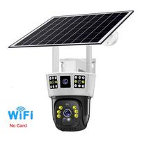 Trigubo ekrano saulės energija varoma stebėjimo kamera: 360° lauko dienos ir nakties visų spalvų nuotolinis belaidis 4G/Wi-Fi kameros trijų ekranų stebėjimas 【Wifi】Triple-Screen