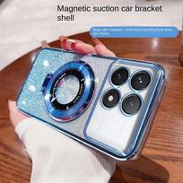 „Xiaomi POCO X6 Pro C63 Case Soft Bling Glitter“ su žiedu magnetiniu plonu apsauginiu nugaros dangteliu, skirtu Xiaomi Note13 Pro K70E K70Pro For POCO X6 Pro mėlyna