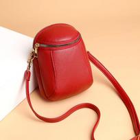 Women's Handbag Cell Phone Bag Crossbody Bag Fashion Versatile Mini Leather Texture Small Package 14*7*19cm raudona