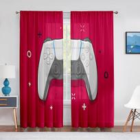 Boys Gaming Sheer Voile Curtain Teens Gamepad Video Games Controller Window Tulle Curtains for Living Room Bedroom Decorations 1 PCS W100XH250cm&Rod Pocket