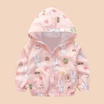 Baby Girl Lovely Rabbit Cartoon Jacket Hoodie Long Sleeve Windbreaker Children Clothing 130 rožinė