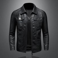 Vyriškas odinis paltas rudens ir žiemos korėjietiška Slim Plus Velvet motociklo striukė Vyriška odinė striukė M