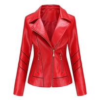 Madinga moteriška Slim Fit PU striukė, vienspalvis pavasarinis rudens paltas plius dydžio S-4XL S raudona