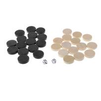 30 vnt. Atsparios dilimui medinės figūrėlės Šaškės Backgammon šachmatų figūrėlės su 2 kauliukais stalo žaidimas suaugusiems vaikams žaislai namams CHINA