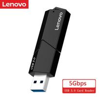 Lenovo D204 5Gbps USB 3.0 kortelių skaitytuvas 2 viename SD TF atminties kortelių adapteris didelės spartos kortelių skaitytuvas, skirtas kompiuterio nešiojamiesiems kompiuteriams palaikyti 2TB juoda