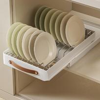 1 vnt. ištraukiama indų lentyna, virtuvės indų laikymo lentyna po kriaukle, indų lentynėlė spintelėje Plate rack balta