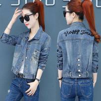 Women Vintage Lapel Zipper Denim Jacket New Spring Autumn Lady High Street Loose Short Coat Outwear XL gray