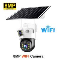 Dviejų objektyvų saulės kamera 4G SIM kortelė Wifi / 4G stebėjimas lauko 4K 8MP 360 belaidis naktinis matymas CCTV saugumo apsaugos IP kameros Wifi Camera