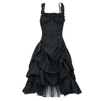 Fietong_Patricia999 Moteriška gotikinė vintažinė suknelė Steampunk Retro Court Princesės suknelė be rankovių XXXXL juoda