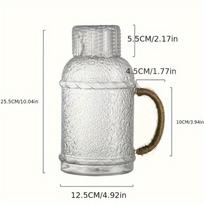 1 vnt Stiklinis ąsotis su puodelio dangteliu Karščiui atsparus stiklinis didelio našumo vandens ąsotis Vintažinis gėrimų grafinas karštiems ir šaltiems gėrimams. Pot With Cup