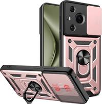 Šarvuotas dėklas Huawei Pura 70 Ultra P70 Pro, apsaugantis objektyvą, su žiedu, magnetiniu laikikliu, verslo tipo pilnos apsaugos dangtelis Huawei Pura 70 Ultra rožinio aukso spalvos