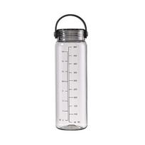 500ML Vandens buteliukas su gradacija Nešiojama rankena Didelė talpa Sandarus Vyrams Moterims Kelionėms Sporto salėi Treniruotėms Sportas Skaidrus Gėrimo patogus puodelis 500ML juoda