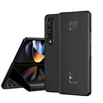 Atverčiamas veidrodinis dėklas, skirtas Samsung Galaxy Z Fold 6 5 4 3 2 Apsauginis dangtelis Smart View Kickstand Smūgiams atsparus laikiklis verslo pilnos apsaugos dangtelis For Galaxy Z Fold 6 juoda