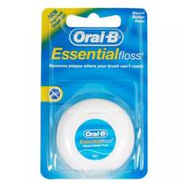 Burnos B vaškuotas dantų siūlas Essential Floss 50 metrų plokščias dantų siūlas vaško danga balta