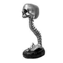 Skull Planter with Spine Stand Realistic Resin Skull Flower Pot Gothic Home Decoration Halloween Candy auksinė