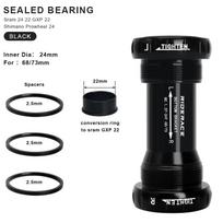 Dviračio apatinis laikiklis sandarus guolis 24 22 mm MTB plento dviratis BB68/73 Hollowtech vežimėlio centrinis mechanizmas, skirtas SRAM GXP alkūniniam blokui juoda
