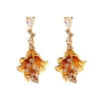 French Retro High-End Gold Flared Flower Earrings Fashionable And Delicate Micro-Inlaid Zircon Flower Stud Earrings 943