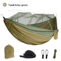 Tinklelis nuo uodų hamakas lauko apsauga nuo uodų kempingo hamakas su tinkleliu nuo uodų 210T parašiutinis audinys užšifruotas tinklelis nailoninis hamakas 260*140cm armijos žalia spalva