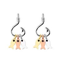New Original Creative 925 Sterling Silver Hook Three Fish Stud Earrings For Women Girl Piercing Earings Jewelry E416 auksas