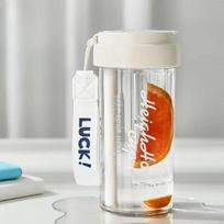 600ML Puodelis su šiaudeliu ir arbatos filtravimo sieteliu, studentų arbatos puodelis mergaitėms, nešiojamas didelės talpos plastikinis puodelis vasarai 600ml