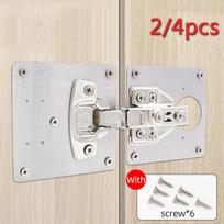 Virtuvės spintelės durų vyrių remonto rinkinį sudaro 2/4 plokštės ir tvirtinimo varžtas 2 Plates + 12 Screws