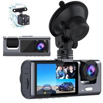 3 kanalų vaizdo kamera, skirta automobilio kamerai 1080p vaizdo įrašymo prietaisų kameros juodos dėžės dvigubo objektyvo automobilio DVR galinio vaizdo kameros priedas 2 cameras