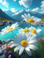 5d Diamond Painting New Daisy Scenery Home Decor Square/round Embroidery Mosaic Flower Stone Lake Landscape Wall Sticker Full Round 20x30CM