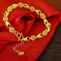Genuine 24k Gold Bracelet Linglong Ball Women'S Chain 18cm-19cm Chain Bracelet High Jewelry Accessories Bracelet Women Jewelry